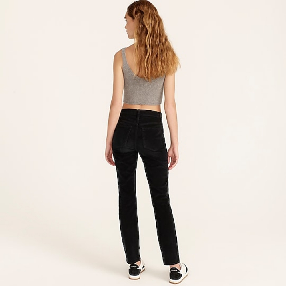 J. Crew Black Vintage Slim Straight High Rise Corduroy Pant Womens Size 29 Tall